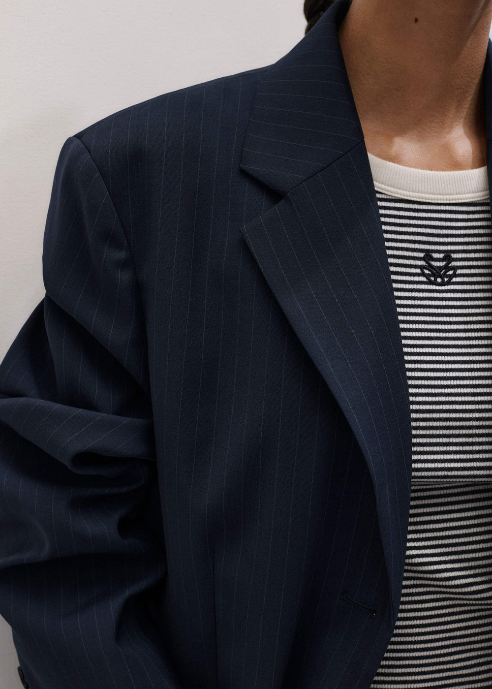 Navy Pinstripe Oversized Blazer