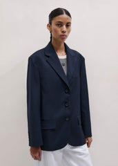 Navy Pinstripe Oversized Blazer