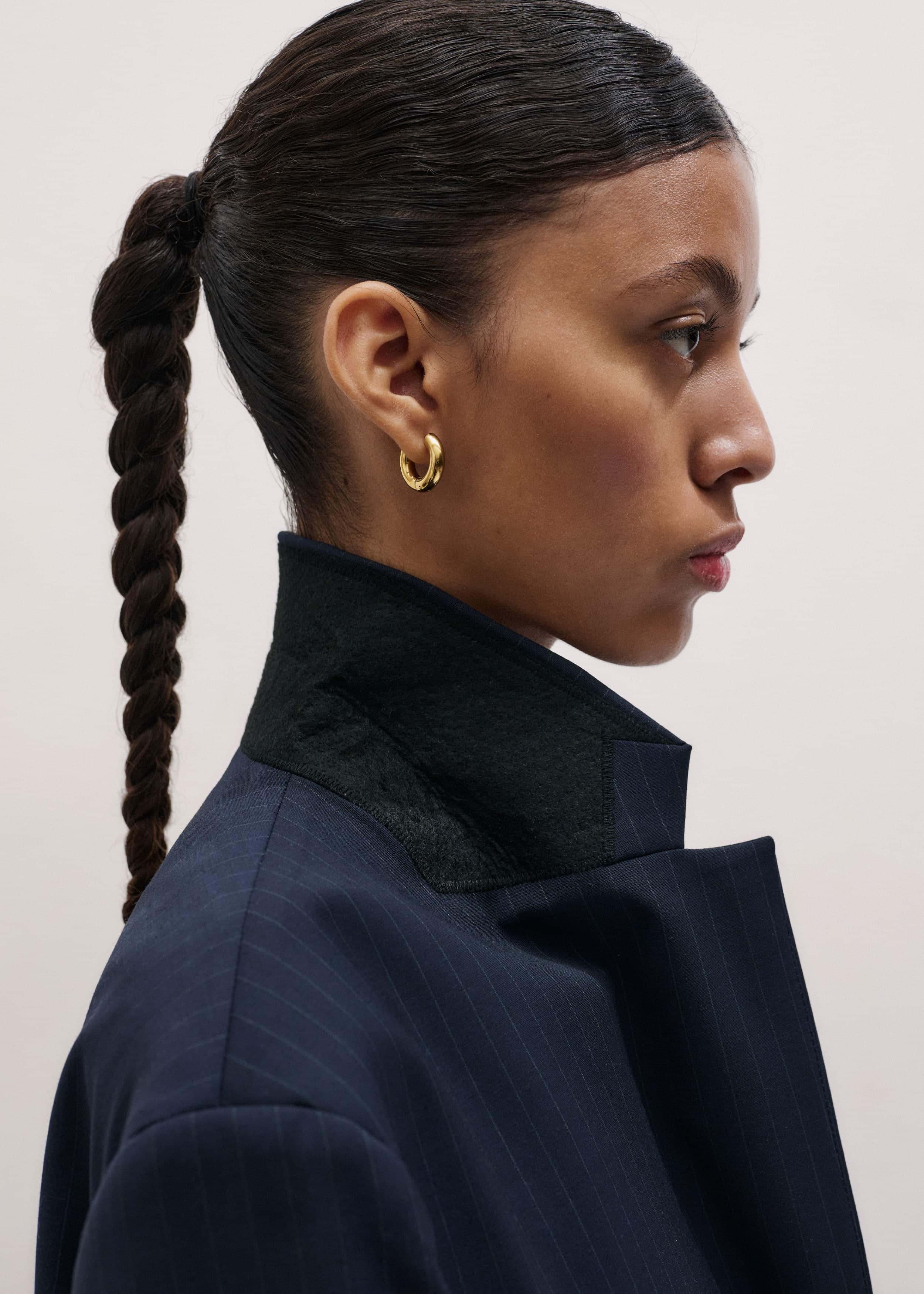 Navy Pinstripe Oversized Blazer