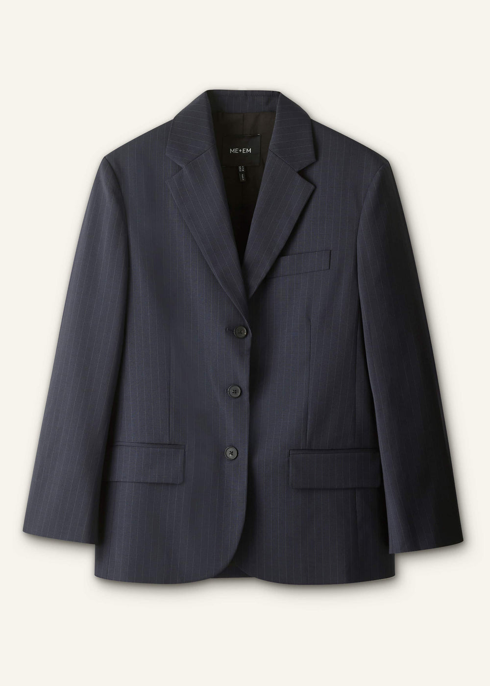 Navy Pinstripe Oversized Blazer