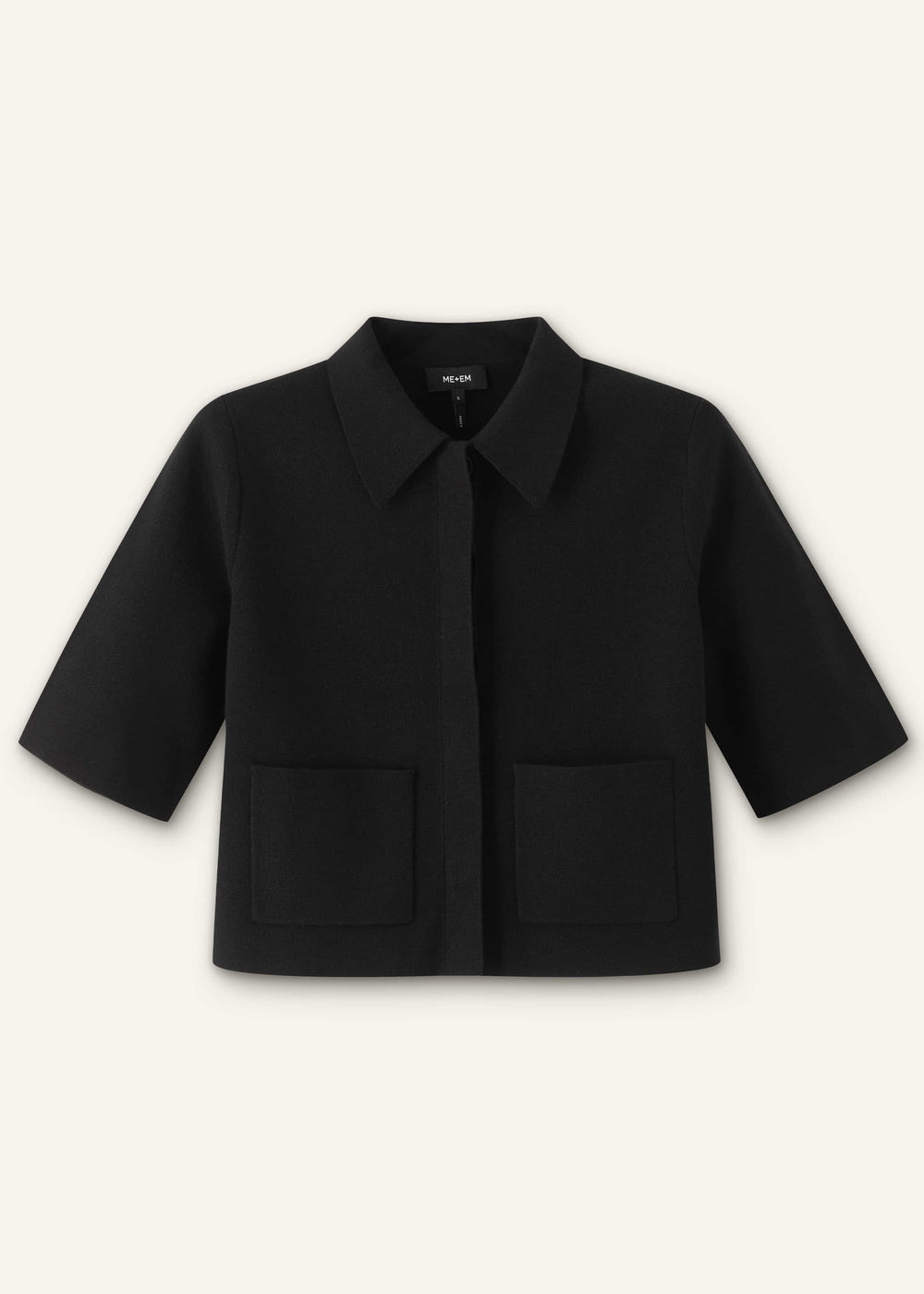 Black Milano Knit Short Sleeve Jacket