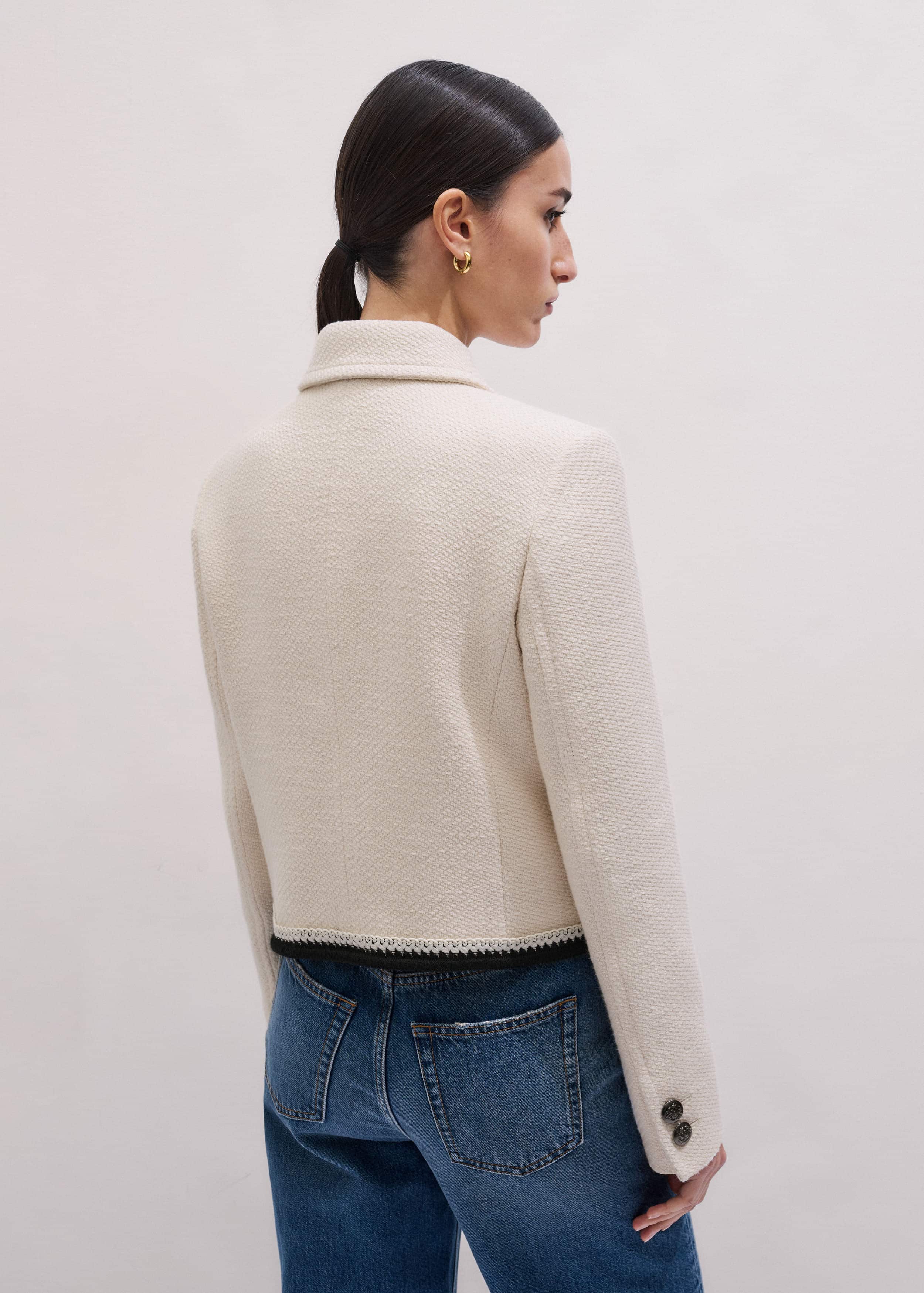 Cream Straight Crop Jacket