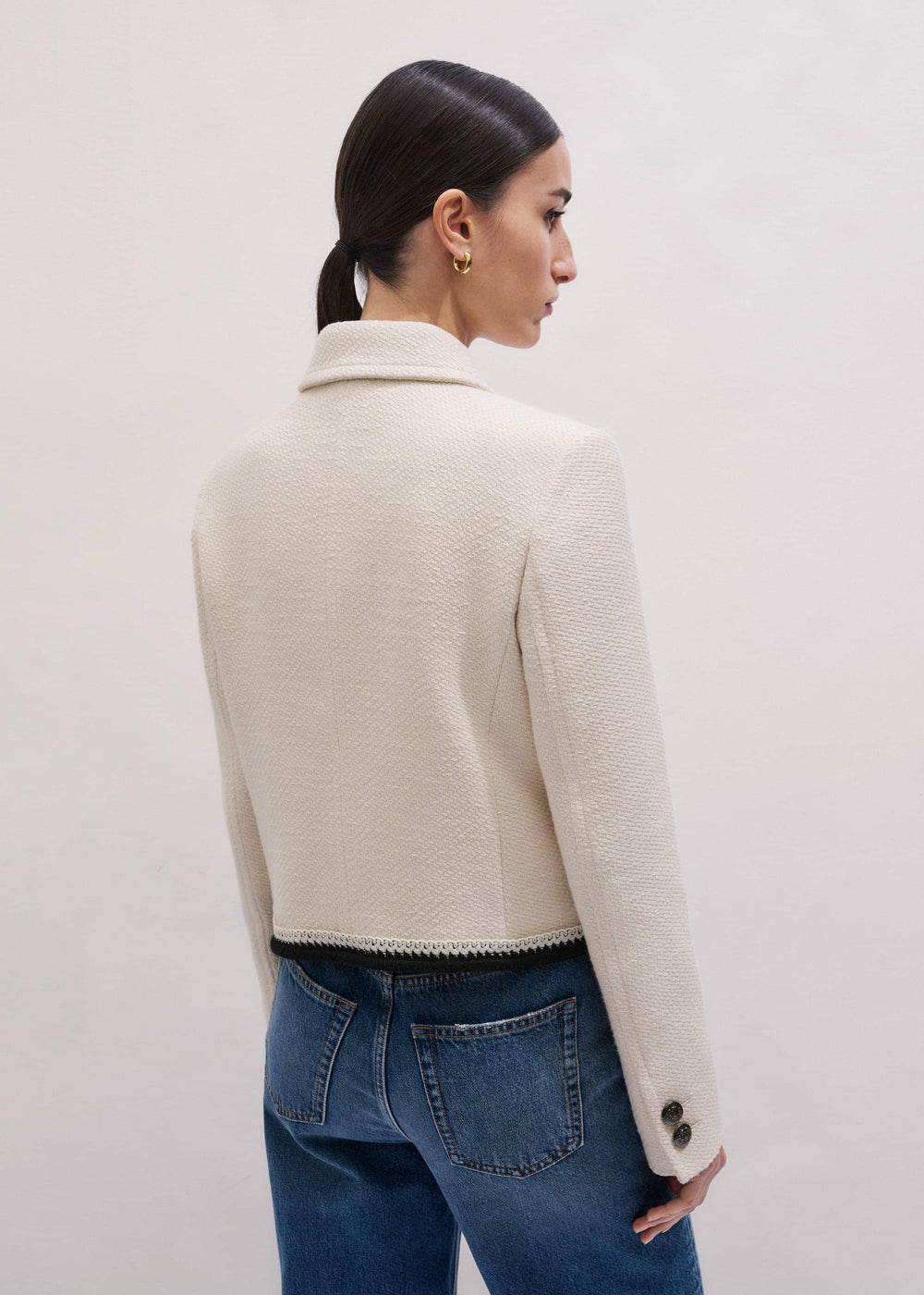 Cream Straight Crop Jacket