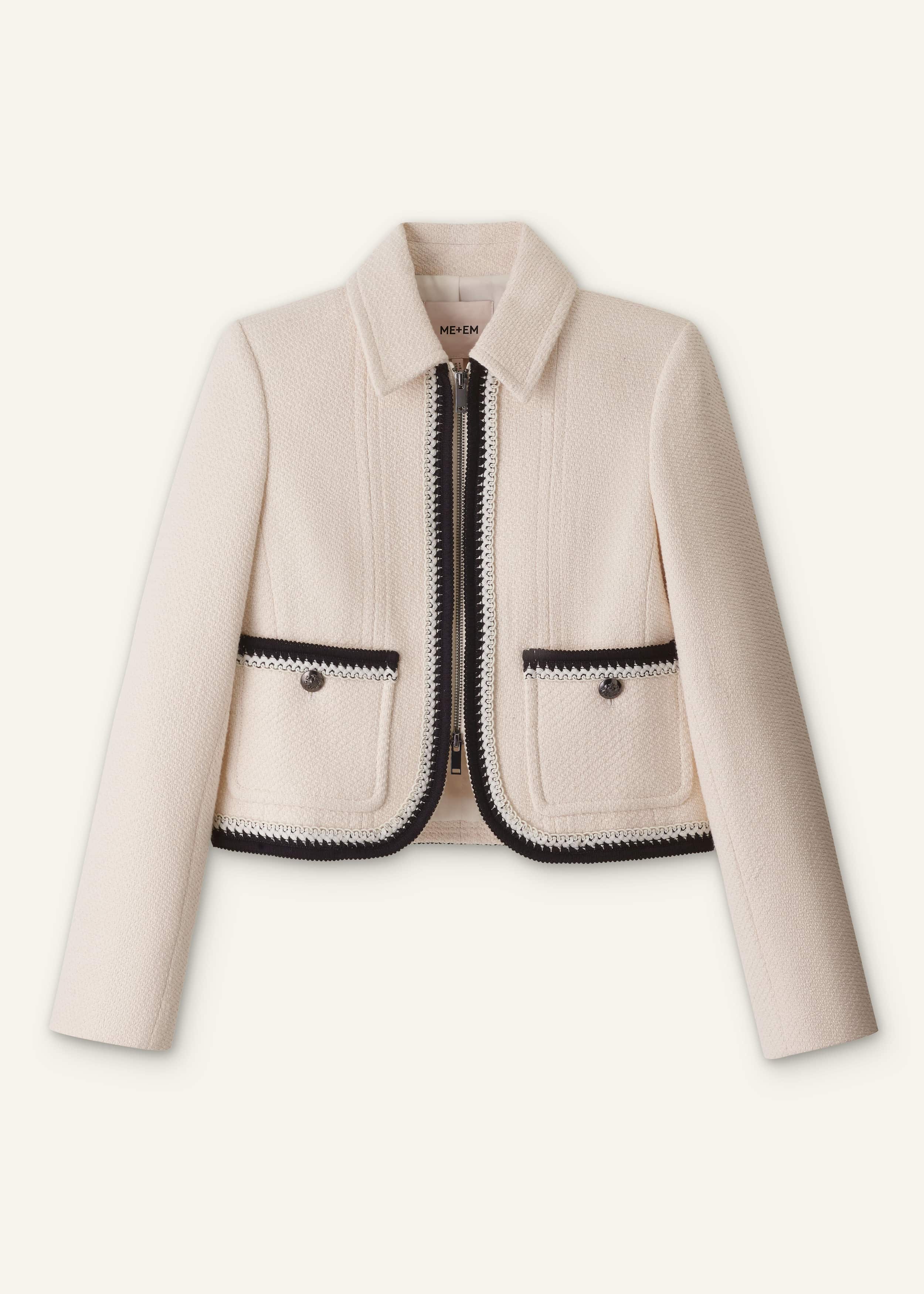 Cream Straight Crop Jacket