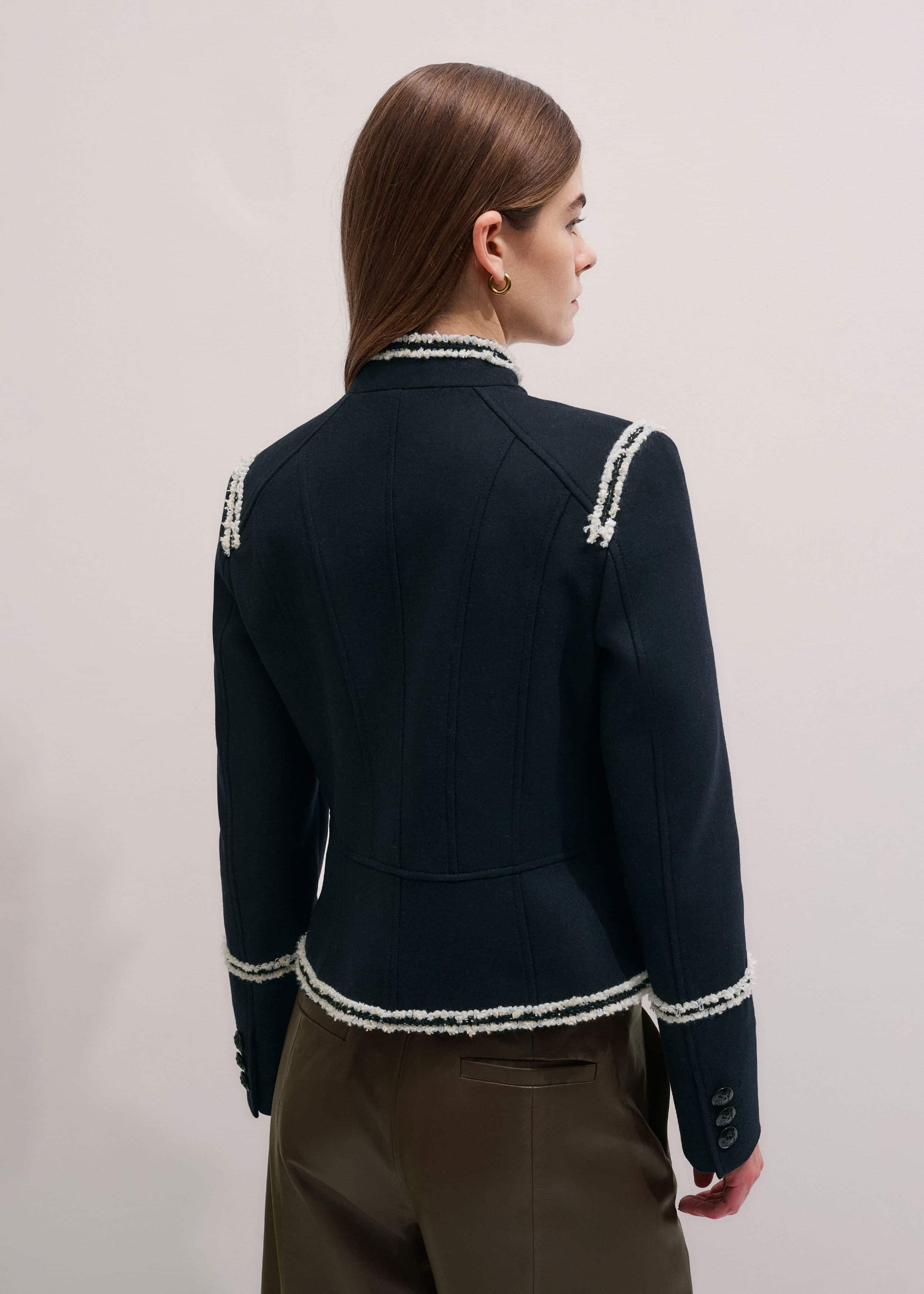 Navy Bold Braid Short Fitted Jacket