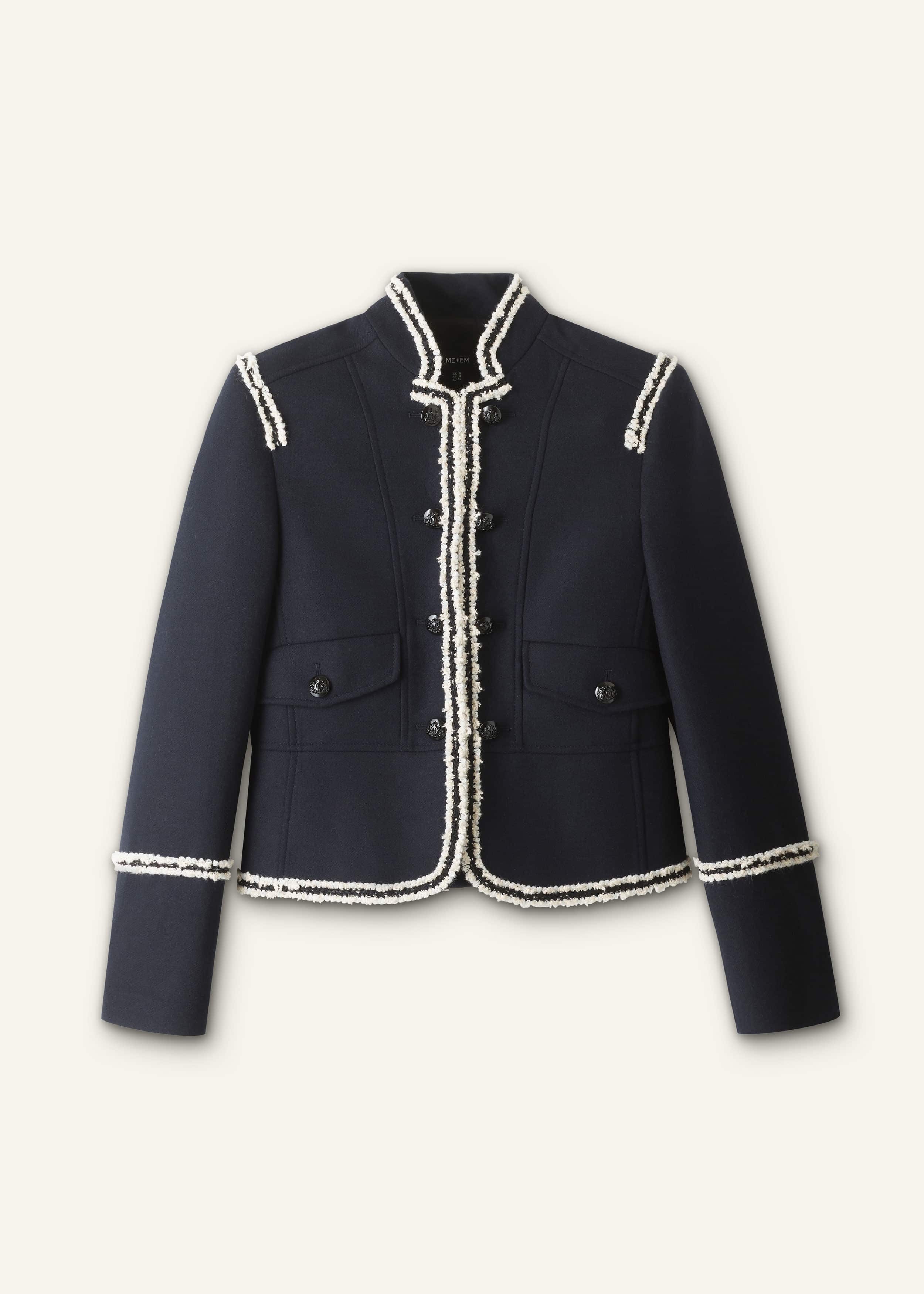 Navy Bold Braid Short Fitted Jacket