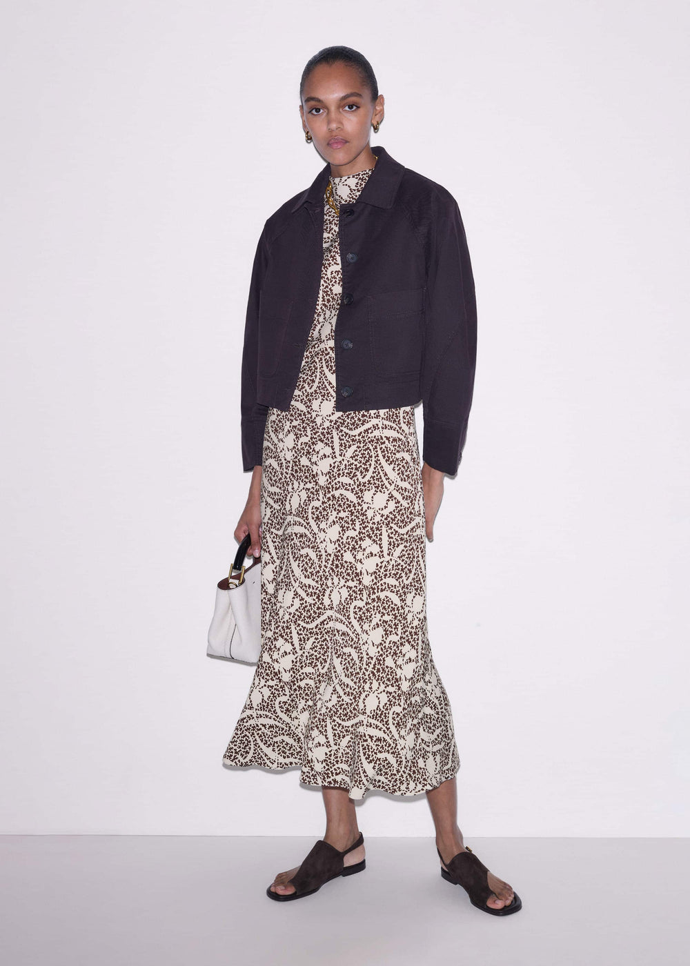 Brown Cocoon Sleeve Jacket