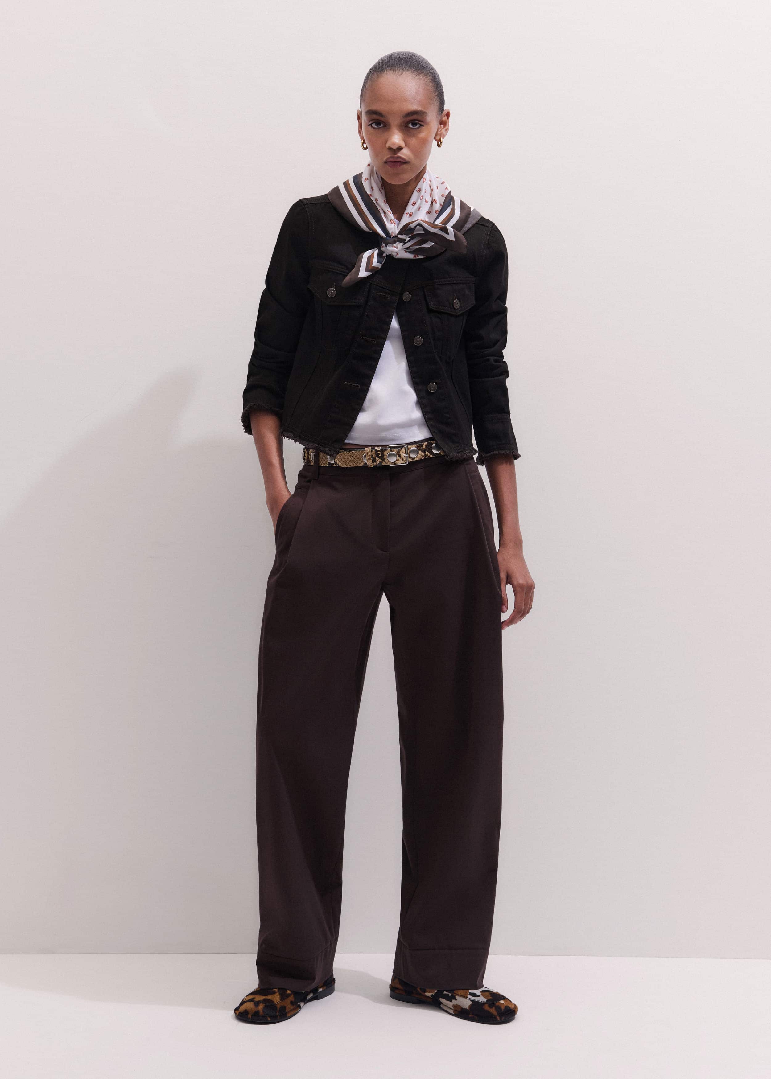 Black Collarless Fray Jacket