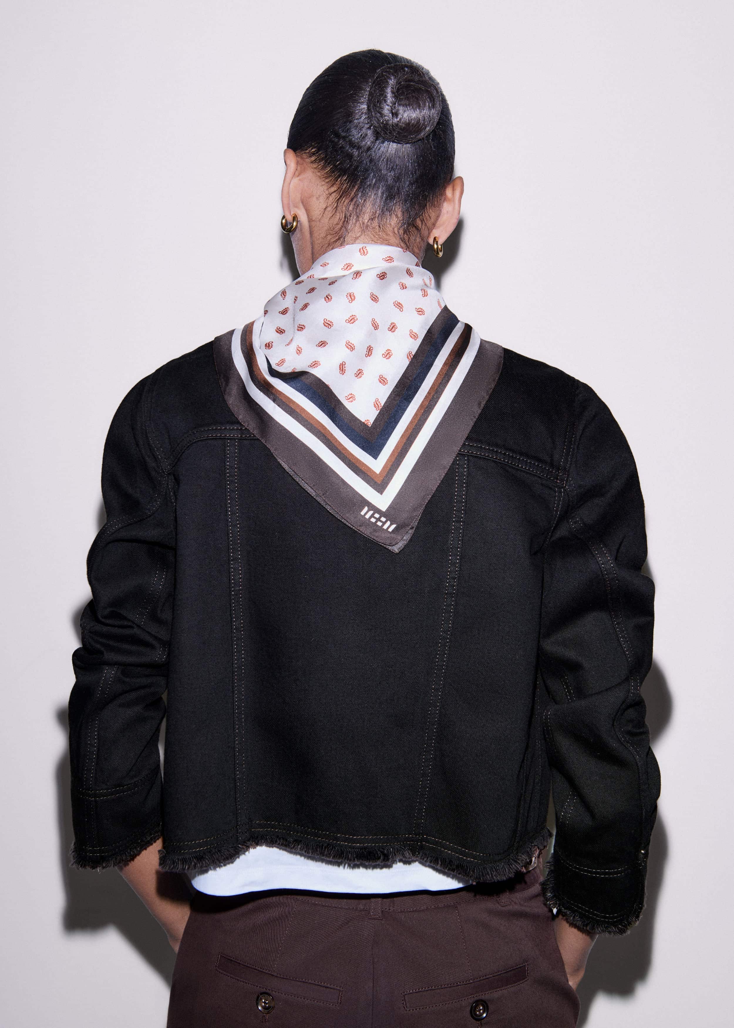 Black Collarless Fray Jacket