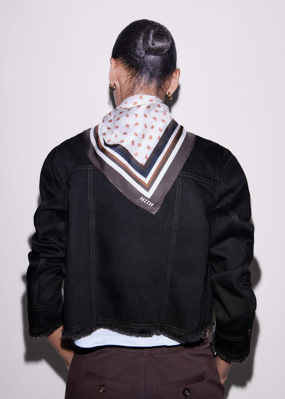 Black Collarless Fray Jacket