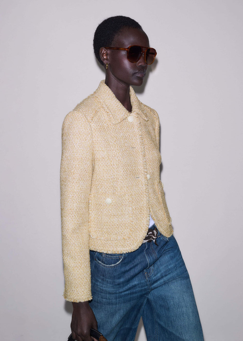 Cream Fringed Short Jacket