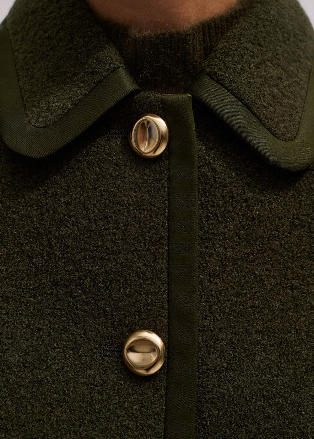 Olive Green Straight Crop Jacket