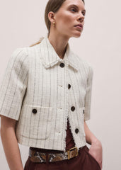 Ivory Stripe Crop Jacket