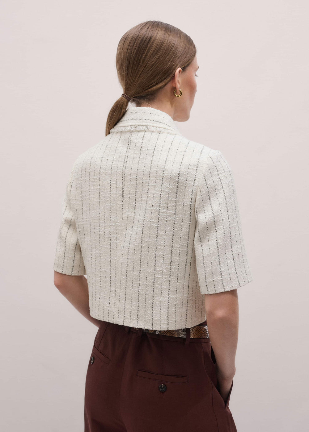 Ivory Stripe Crop Jacket