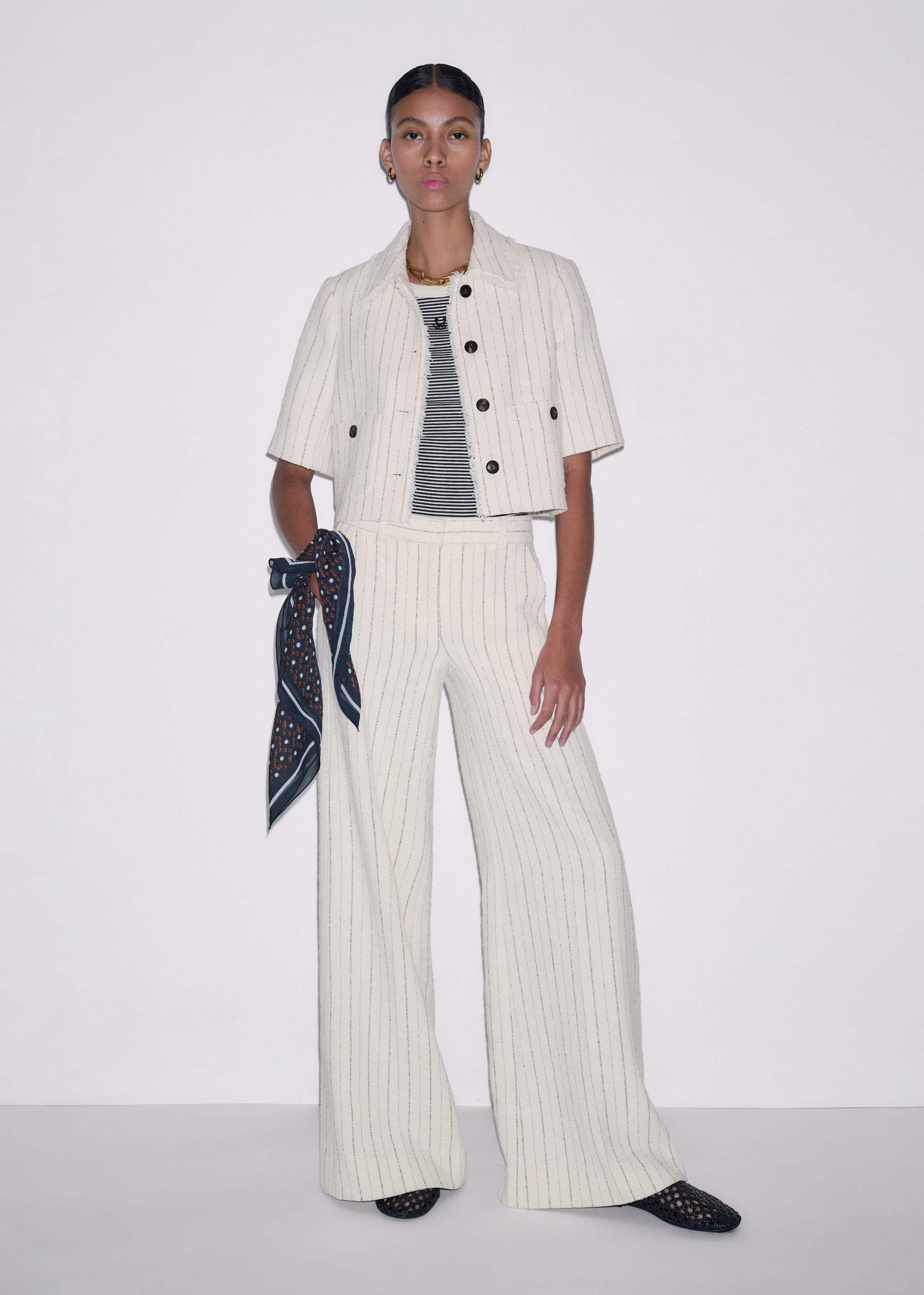 Ivory Stripe Crop Jacket
