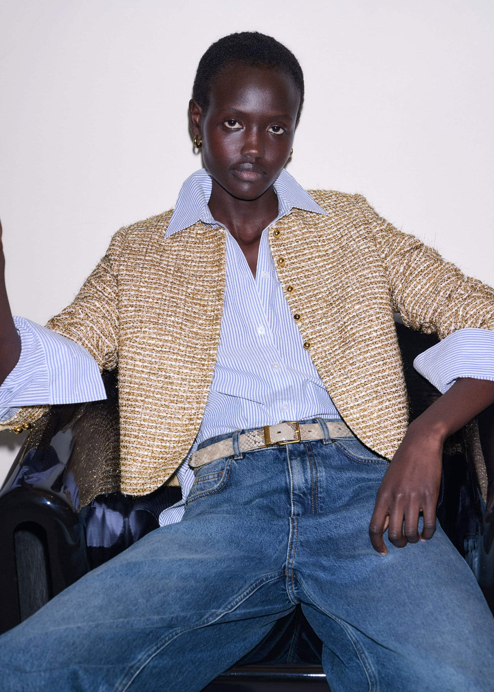 Gold Metallic Crop Evening Jacket