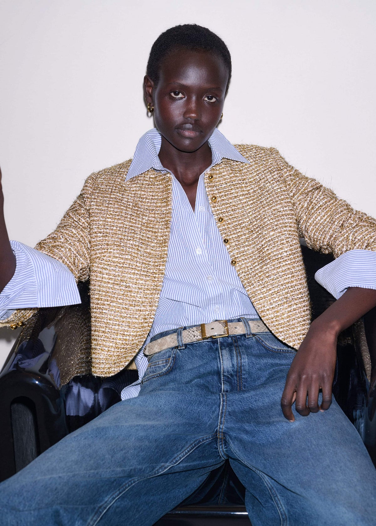 Gold Metallic Crop Evening Jacket