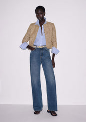 Gold Metallic Crop Evening Jacket