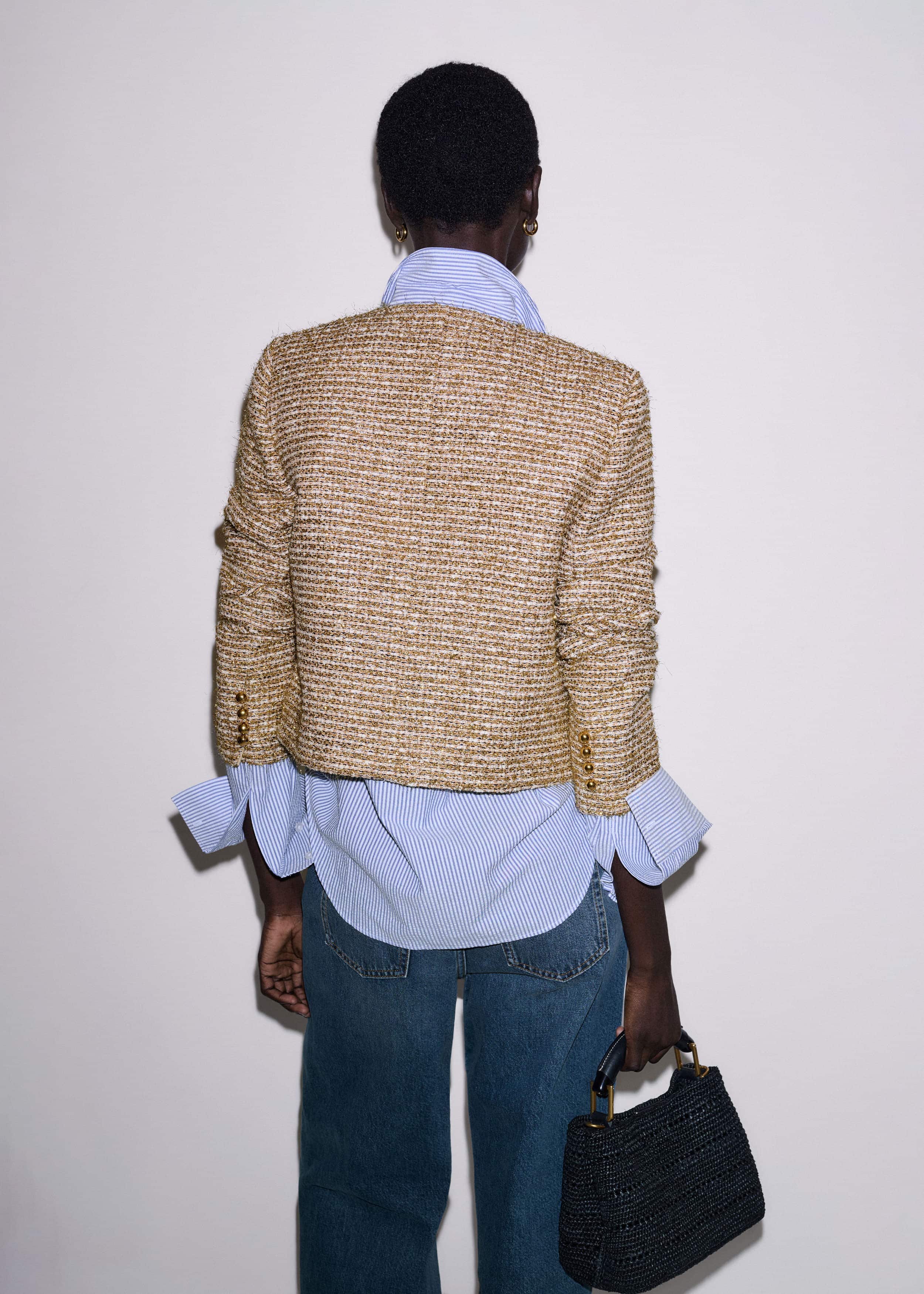 Gold Metallic Crop Evening Jacket
