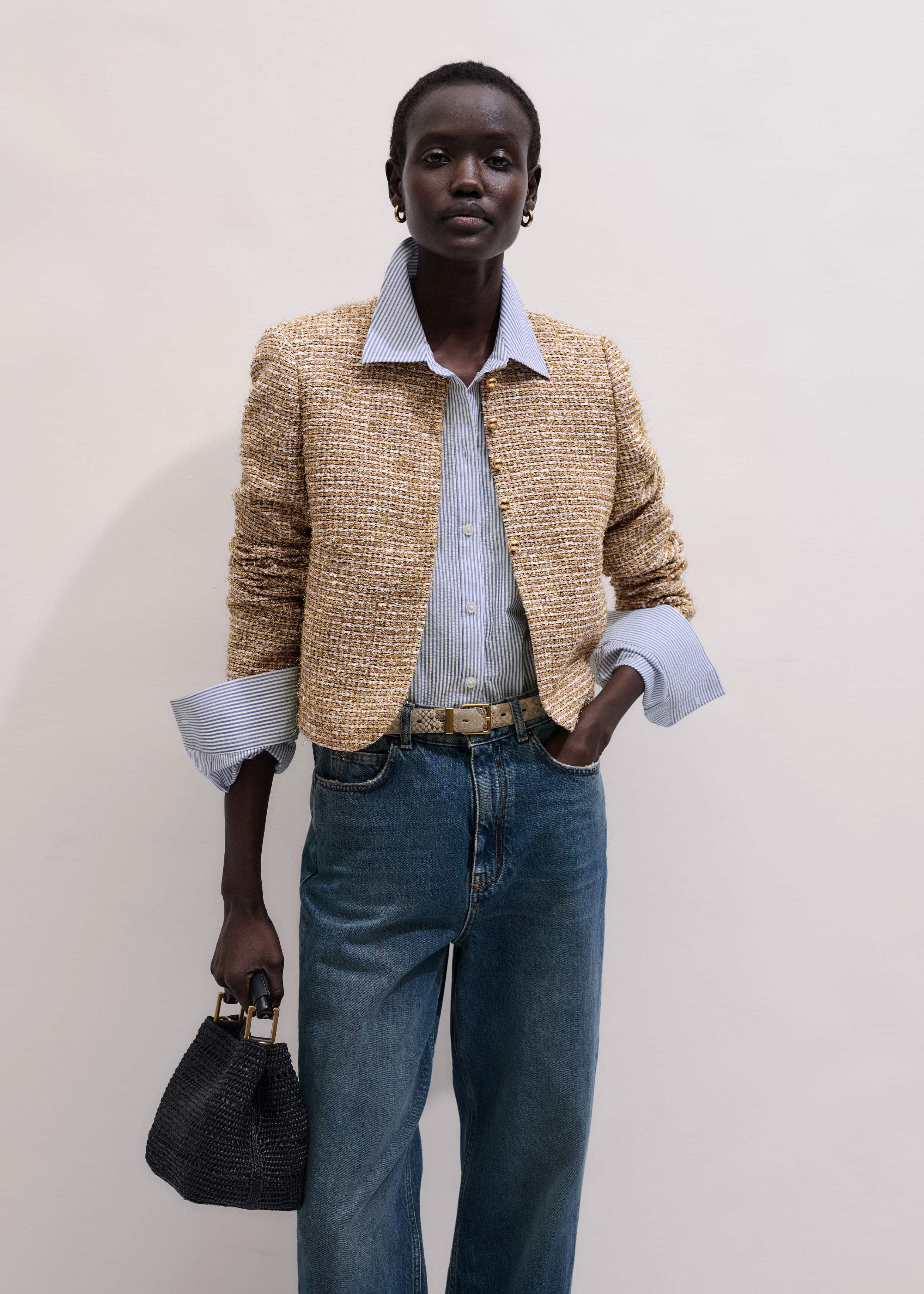 Gold Metallic Crop Evening Jacket