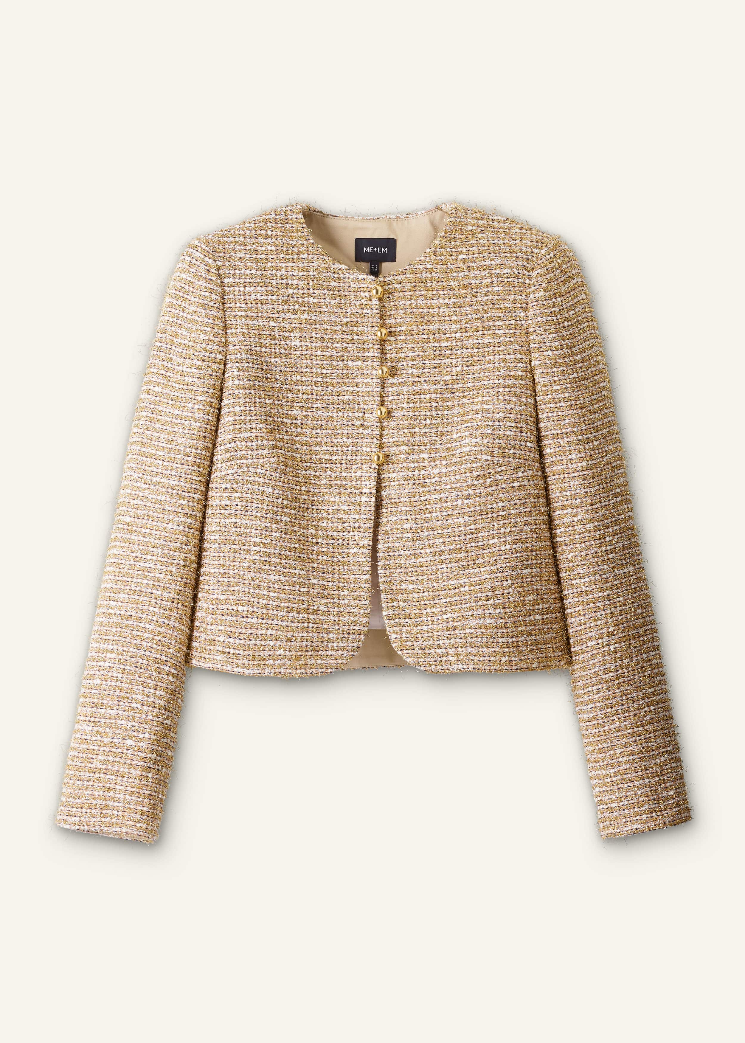 Gold Metallic Crop Evening Jacket