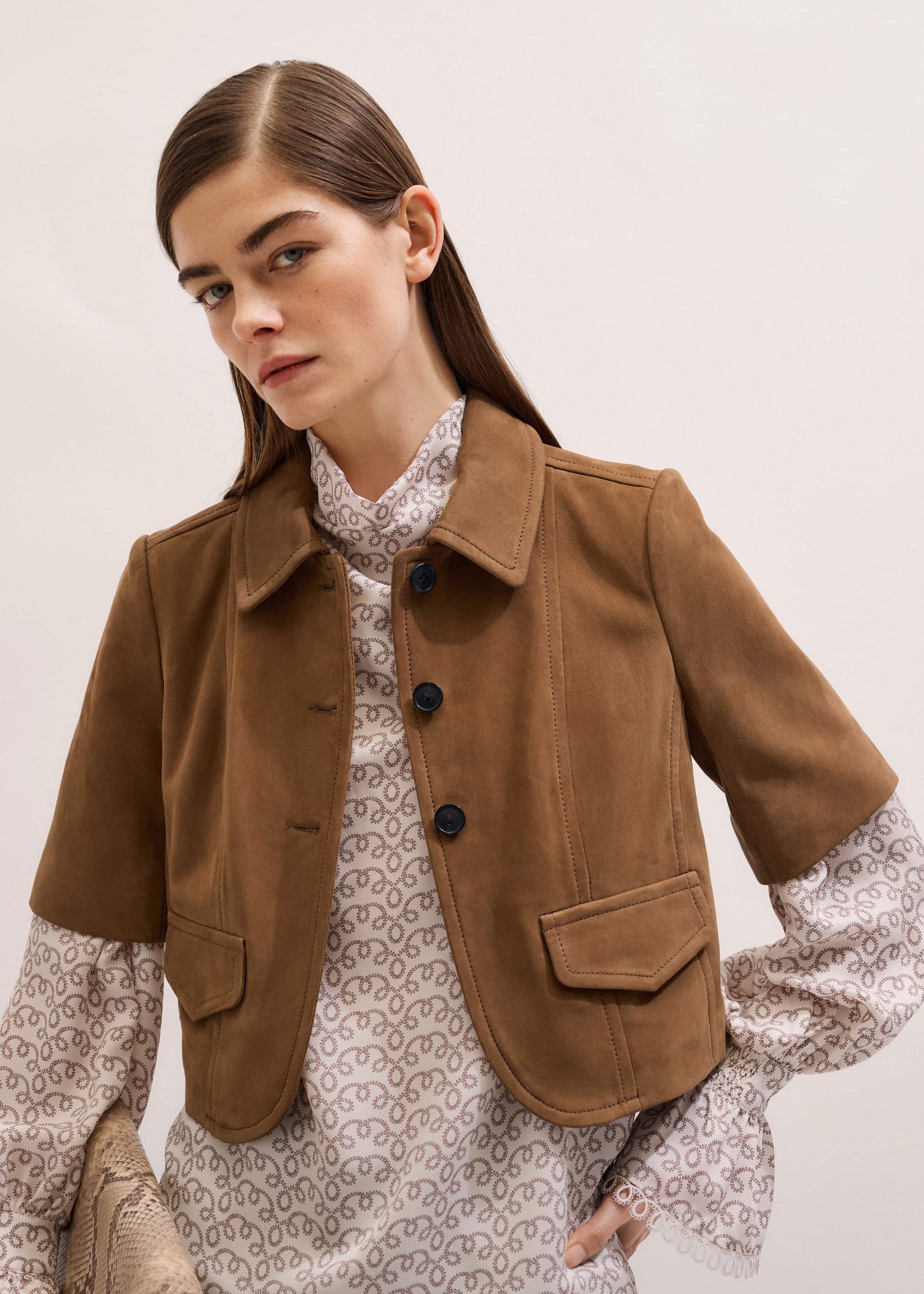 Brown Everyday Short Sleeve Jacket