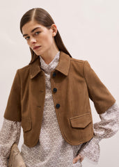 Brown Everyday Short Sleeve Jacket