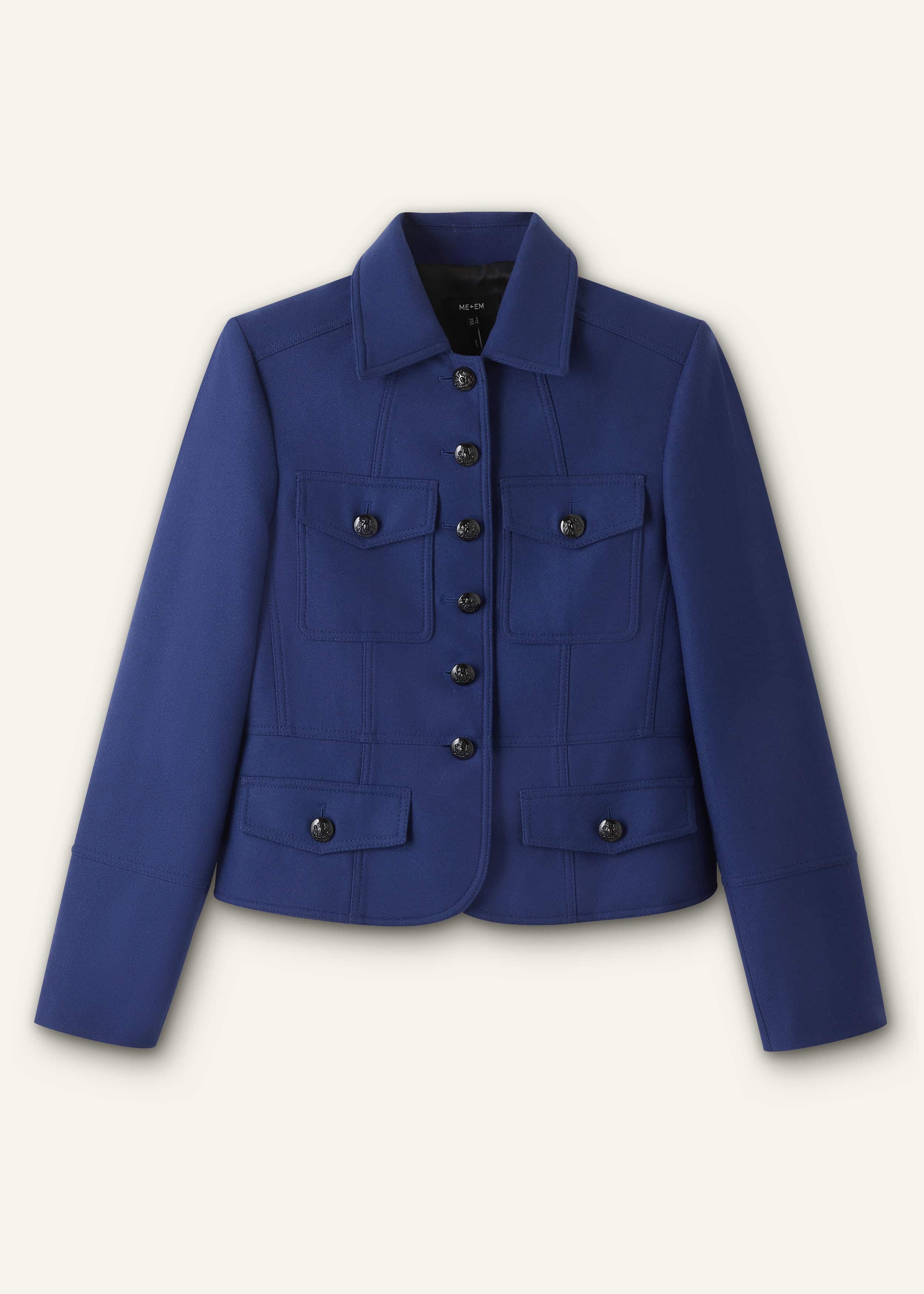 Blue Fitted Military Jacket