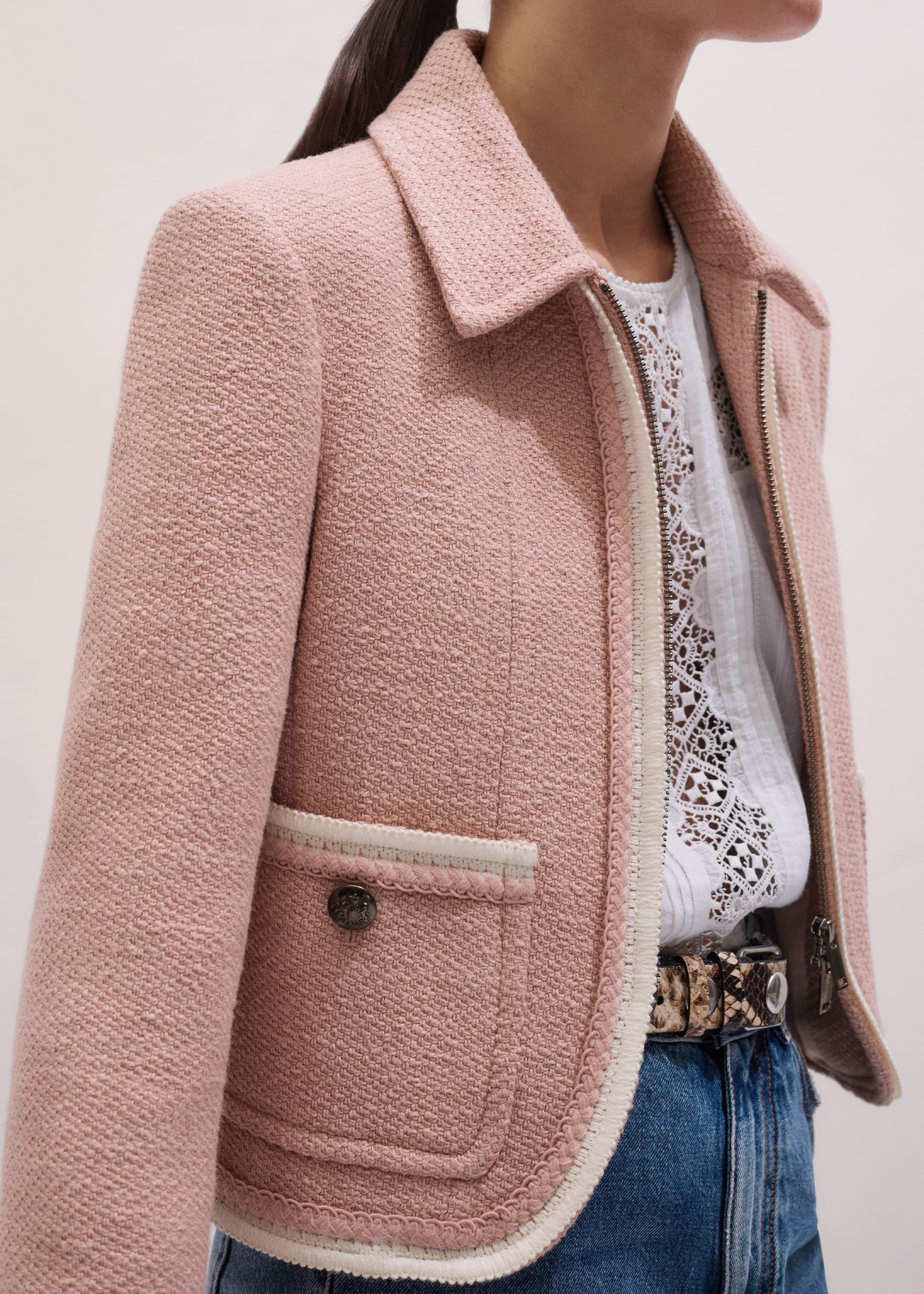 Pink Straight Crop Jacket