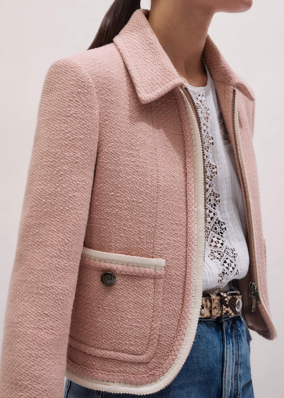Pink Straight Crop Jacket