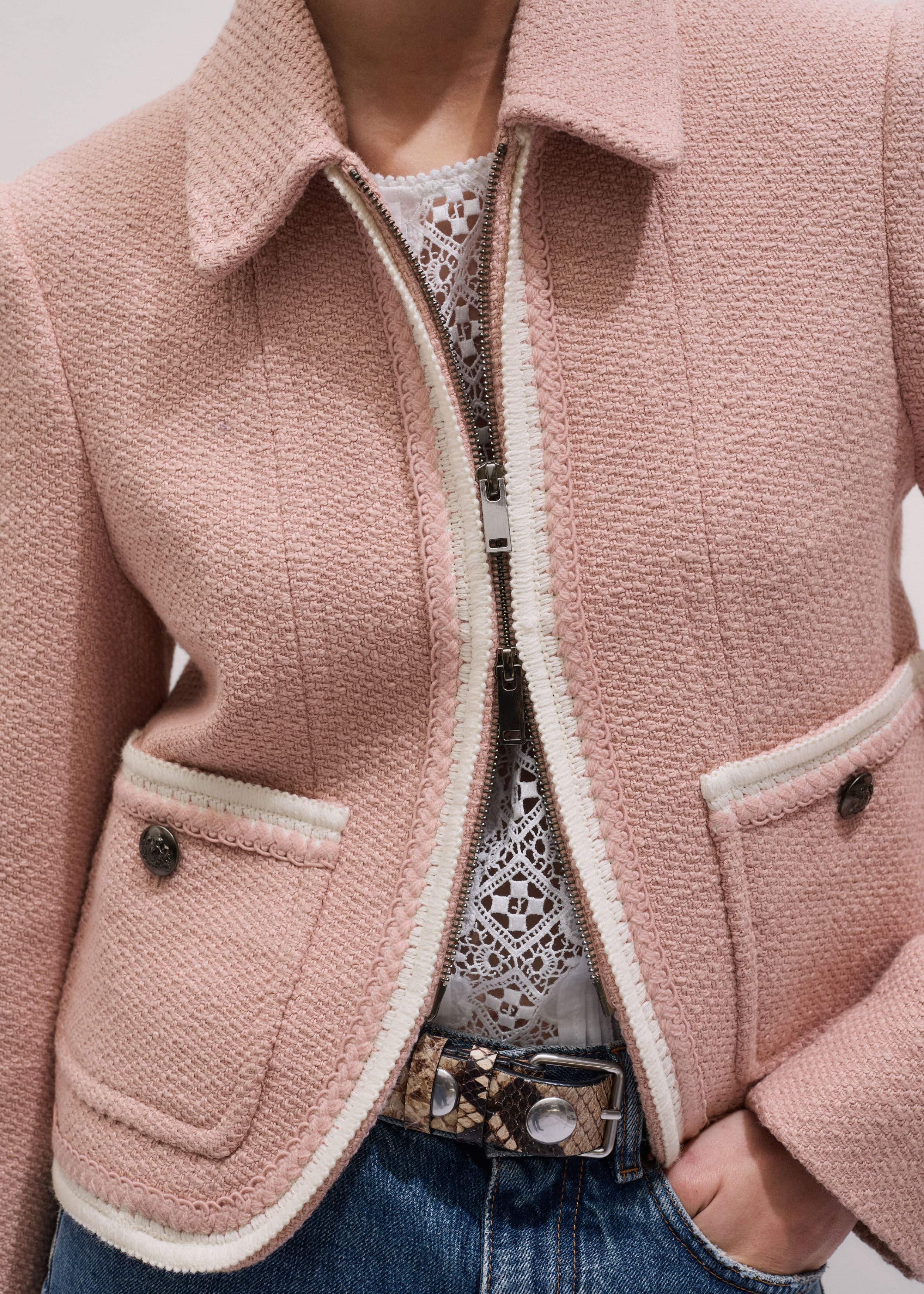 Pink Straight Crop Jacket