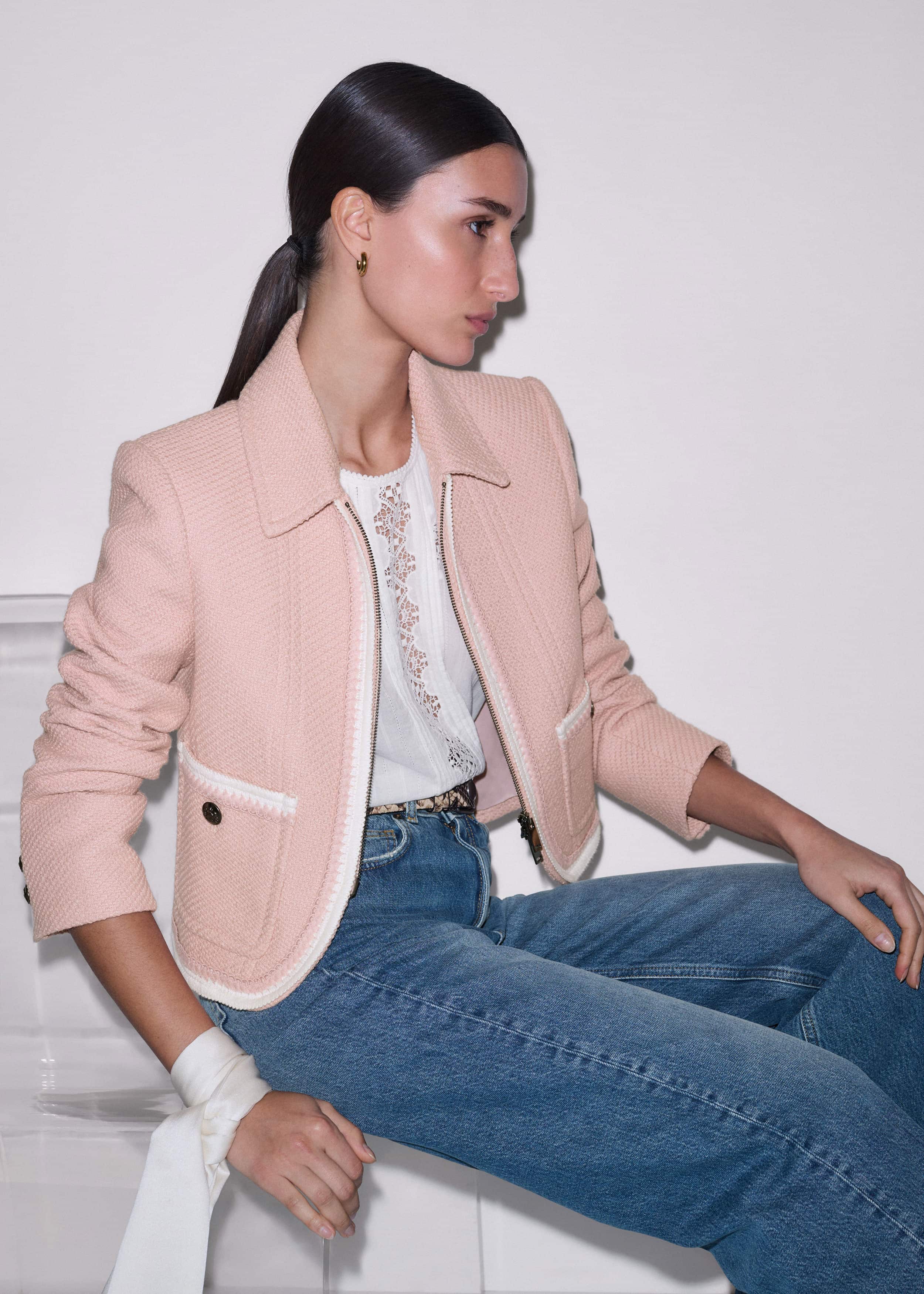 Pink Straight Crop Jacket