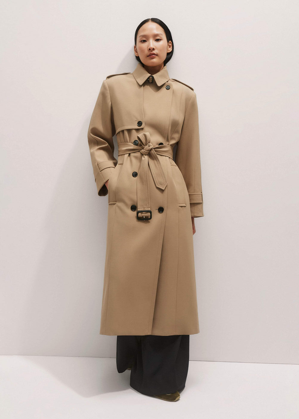 Brown Relaxed Shoulder Trench Coat