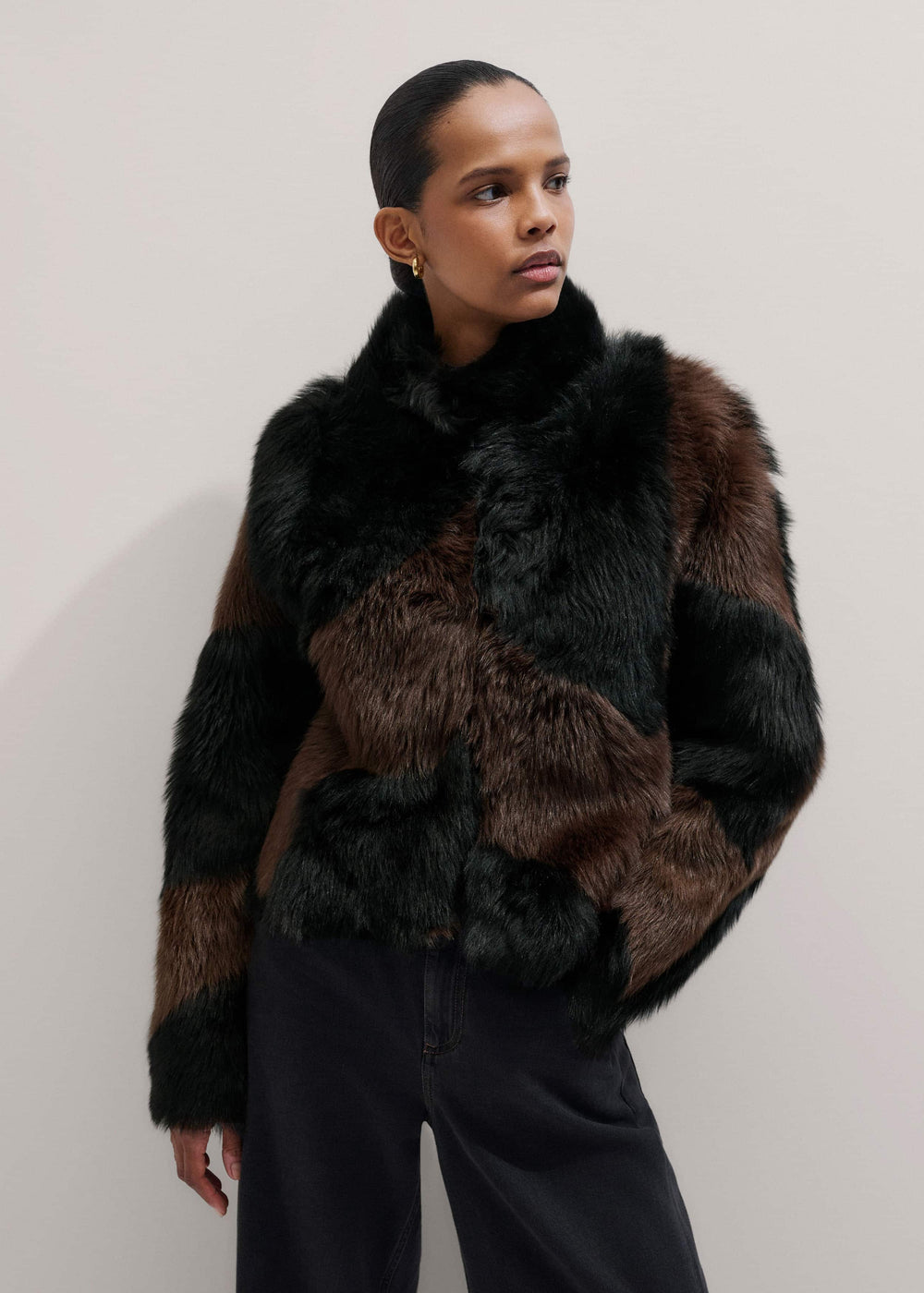 Brown Luxe Patchwork Coat