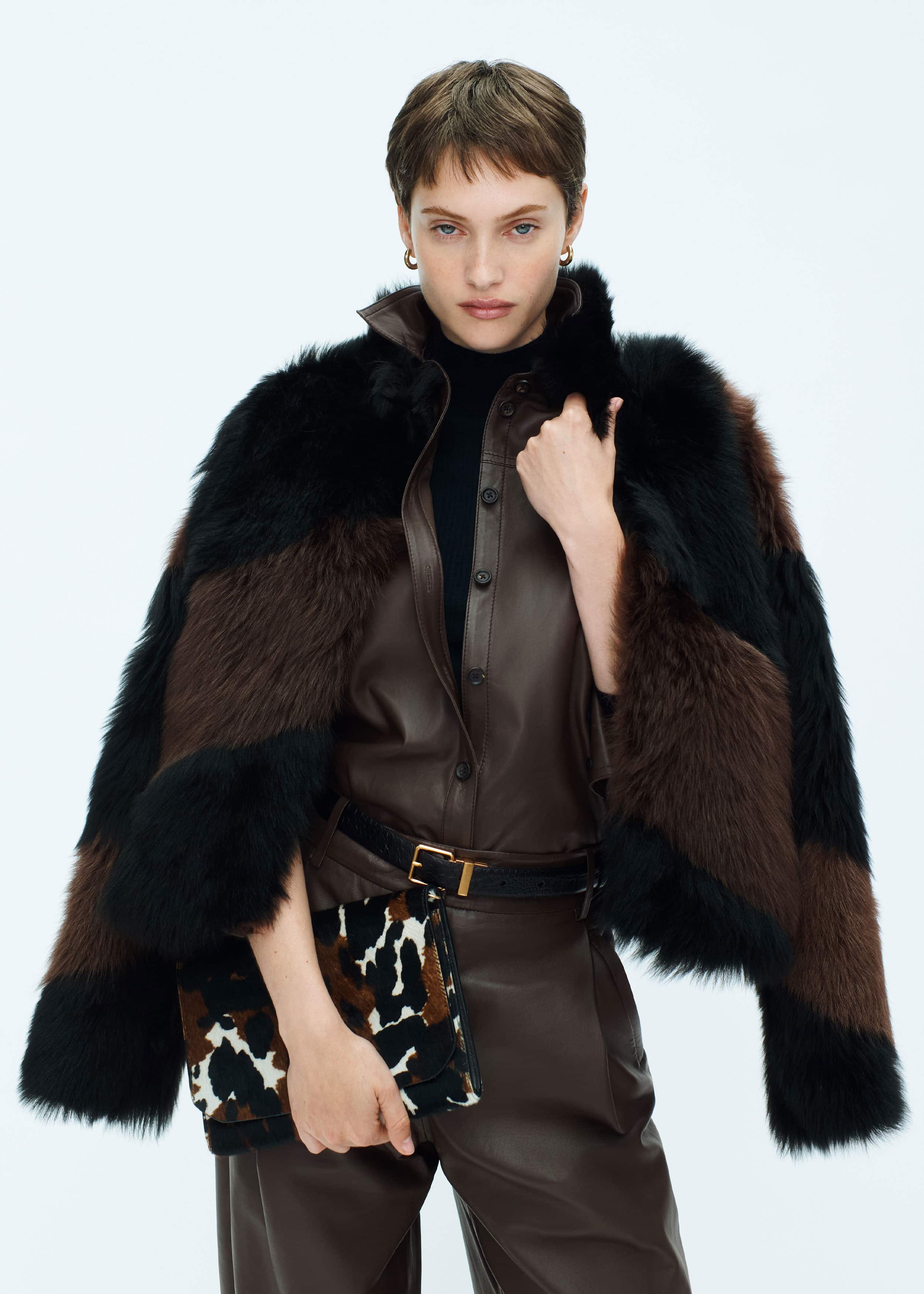 Brown Luxe Patchwork Coat