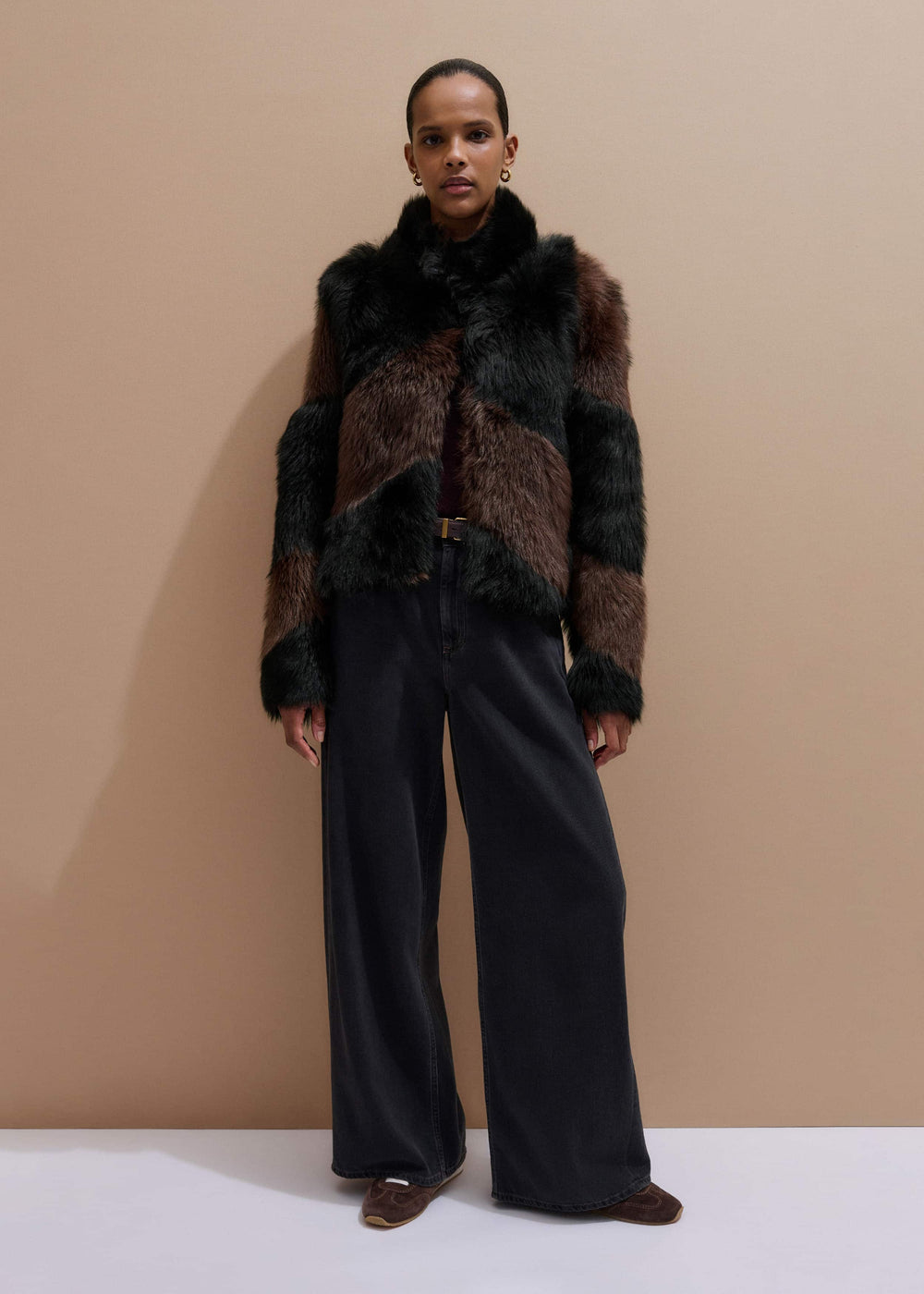 Brown Luxe Patchwork Coat