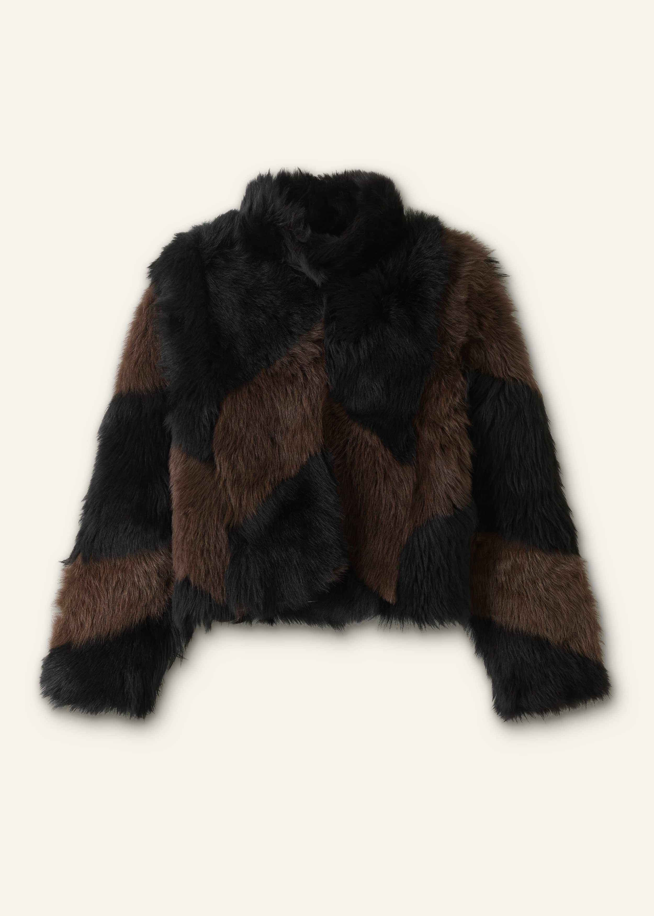 Brown Luxe Patchwork Coat