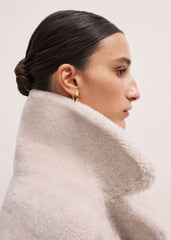Cream Reversible Shearling Coat + Belt