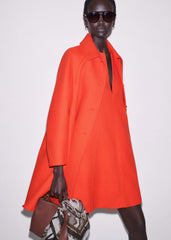 Orange Sculptural Sleeve Swing Coat