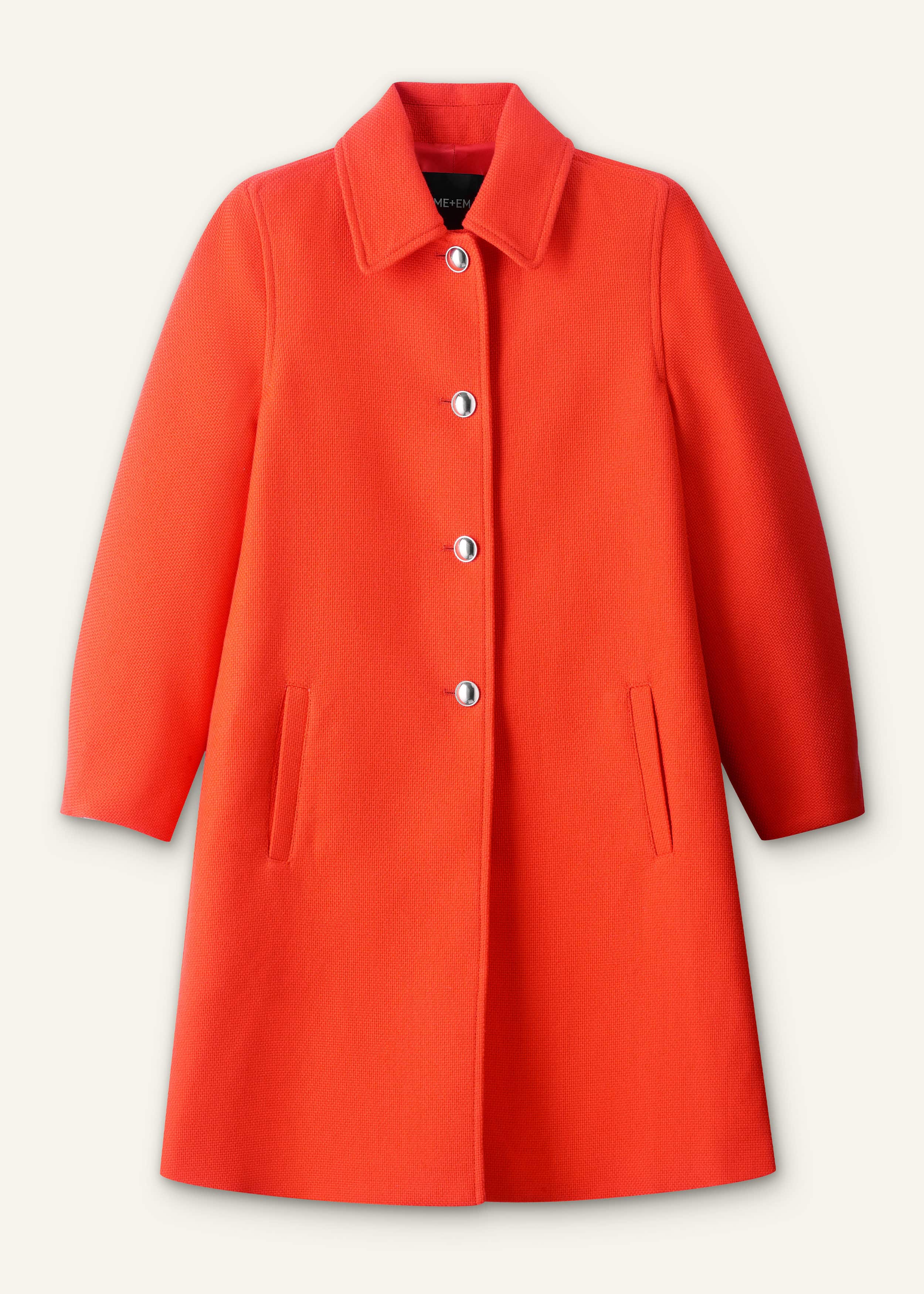 Orange Sculptural Sleeve Swing Coat
