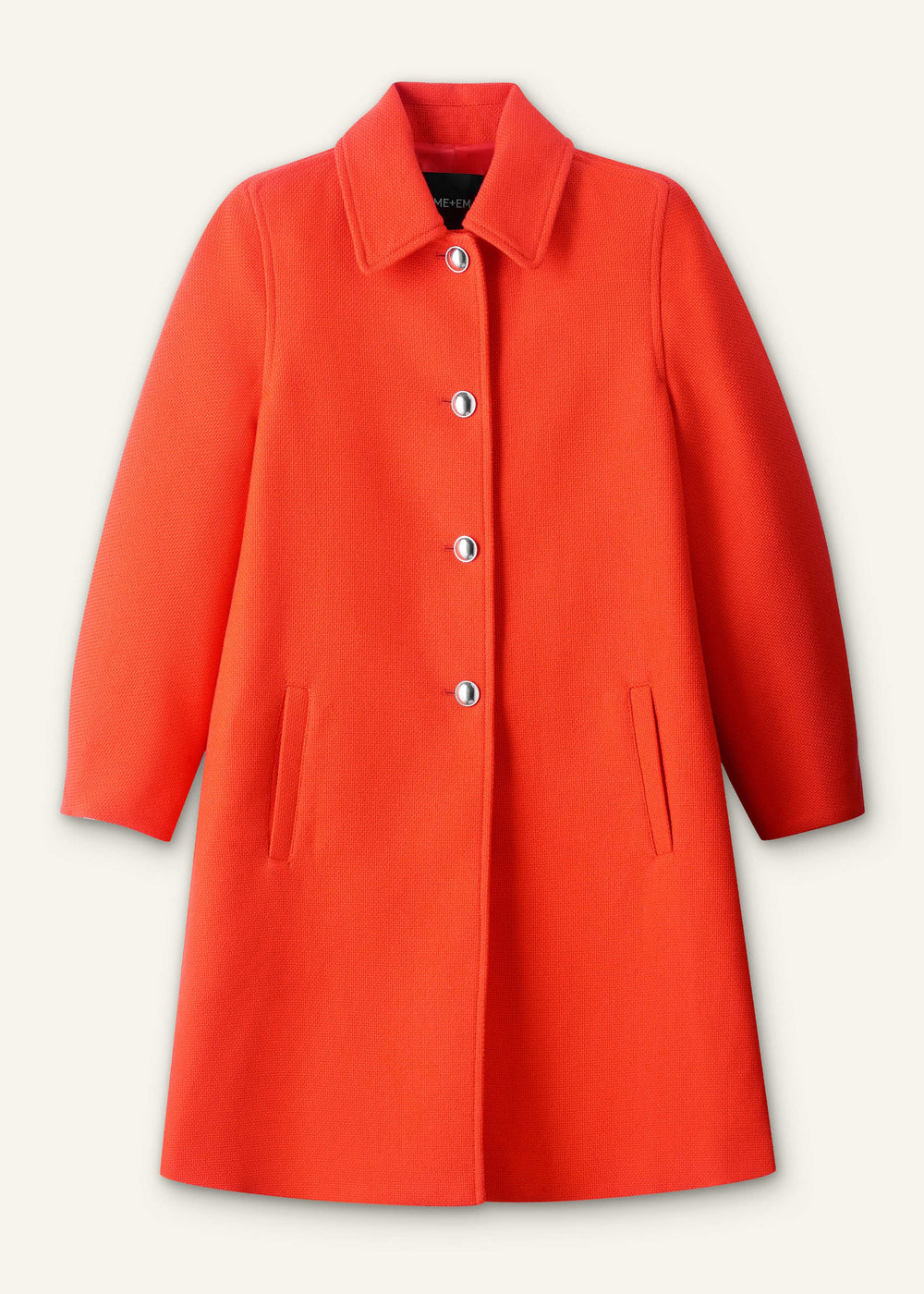 Orange Sculptural Sleeve Swing Coat
