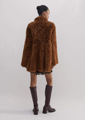 Brown Luxe Shearling Swing Coat