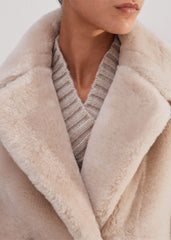 Cream Luxe Short Shearling Coat | Shearling Coats