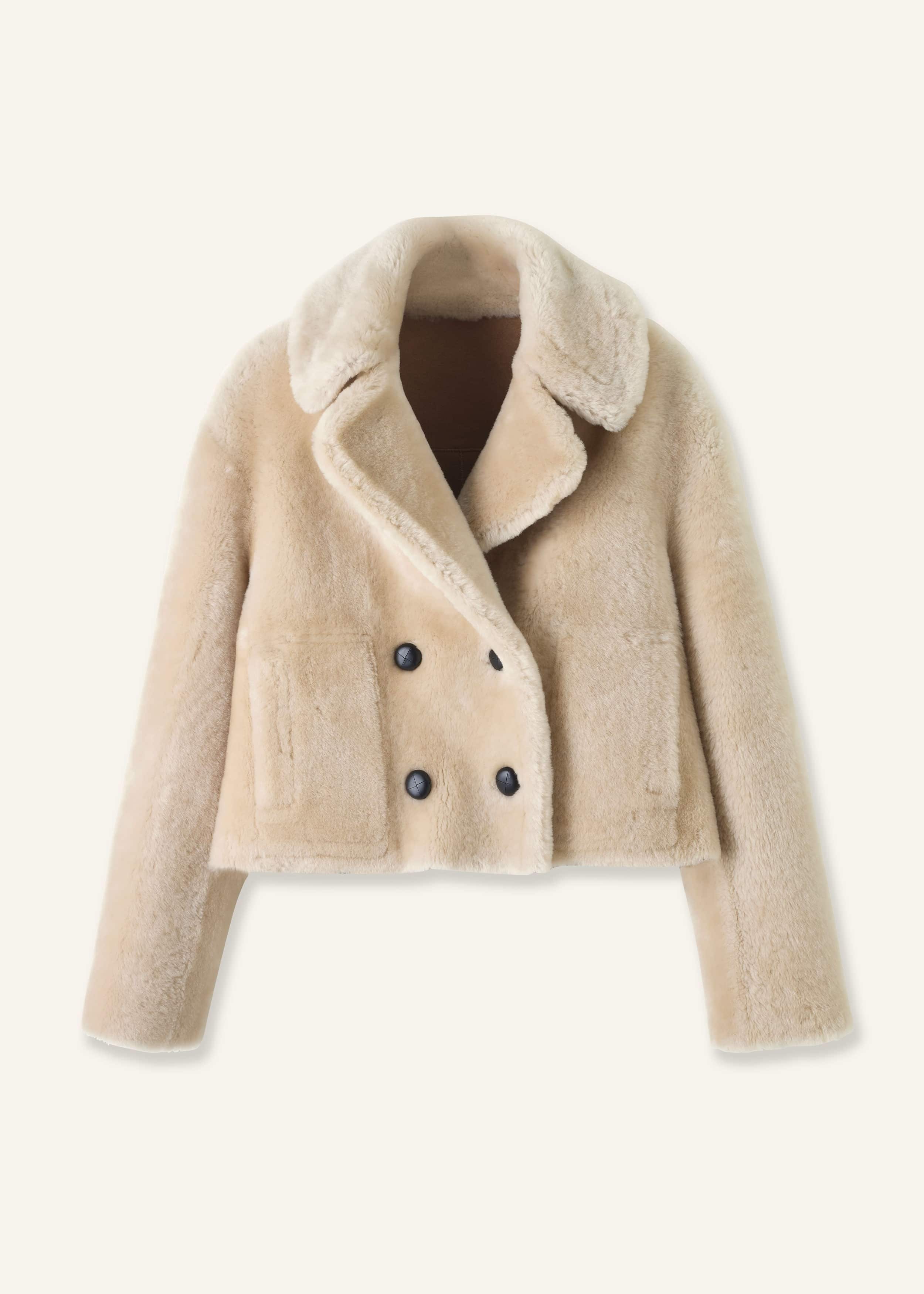 Cream Luxe Short Shearling Coat | Shearling Coats