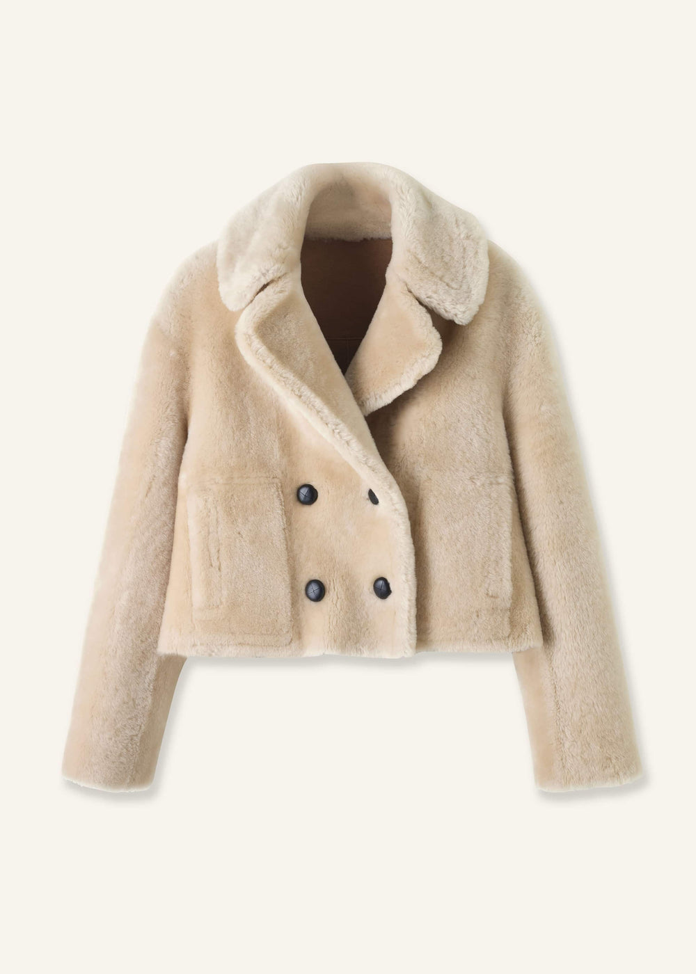 Cream Luxe Short Shearling Coat | Shearling Coats