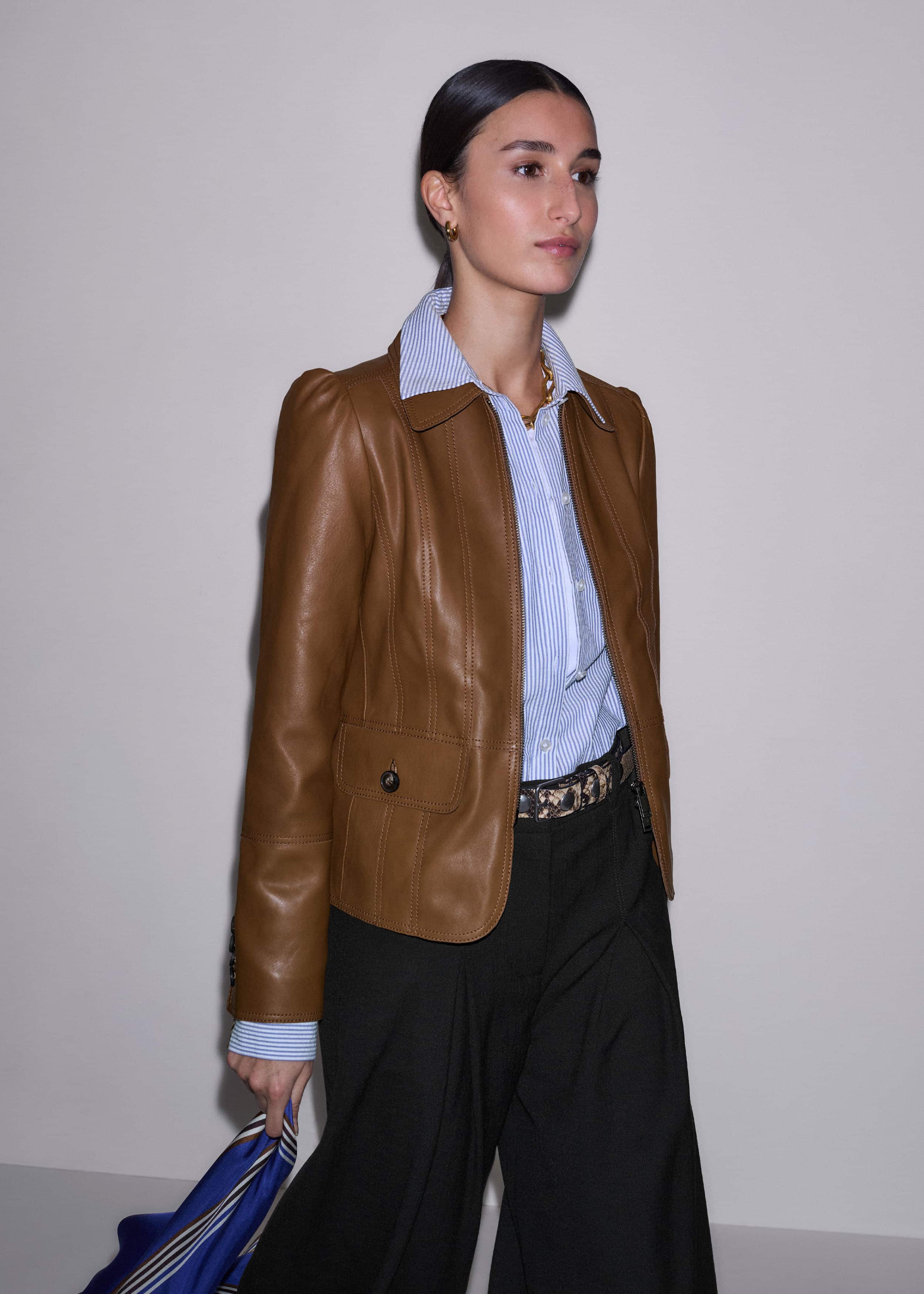 Brown Slim Fit Feminine Utility Jacket