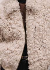 Cream Luxe Shearling Bomber Jacket