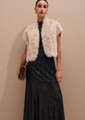 Cream Shearling Evening Layering Shrug
