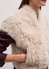 Cream Shearling Evening Layering Shrug