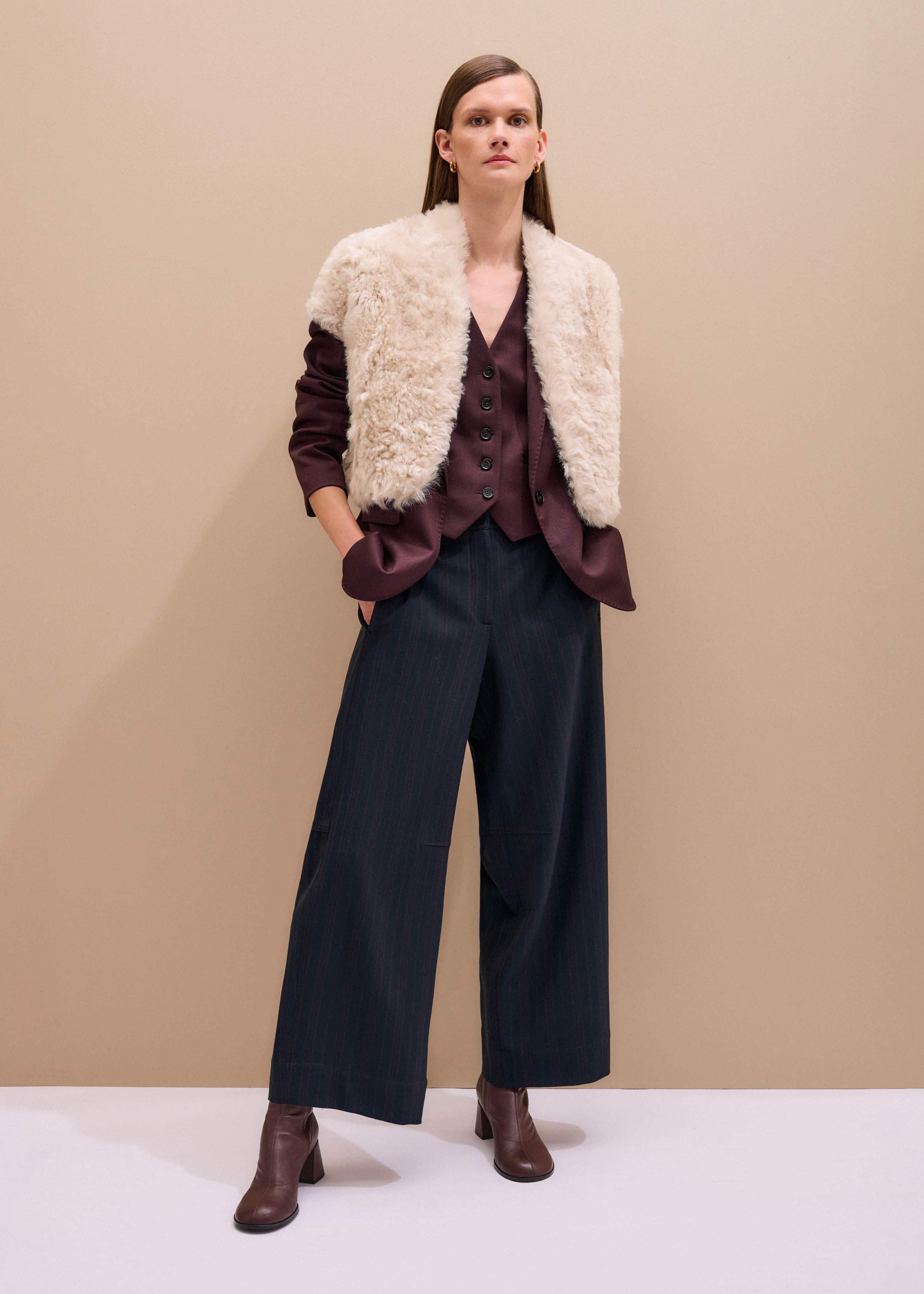 Cream Shearling Evening Layering Shrug